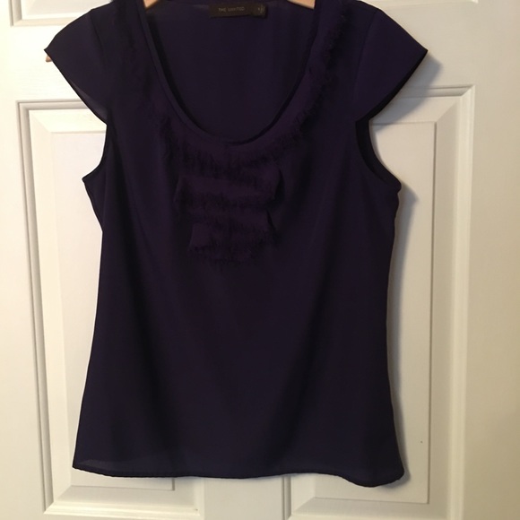 The Limited Womens Top Purple Cap Sleeve Semi Sheer Blouse V Neck Small Pullover - Picture 4 of 8